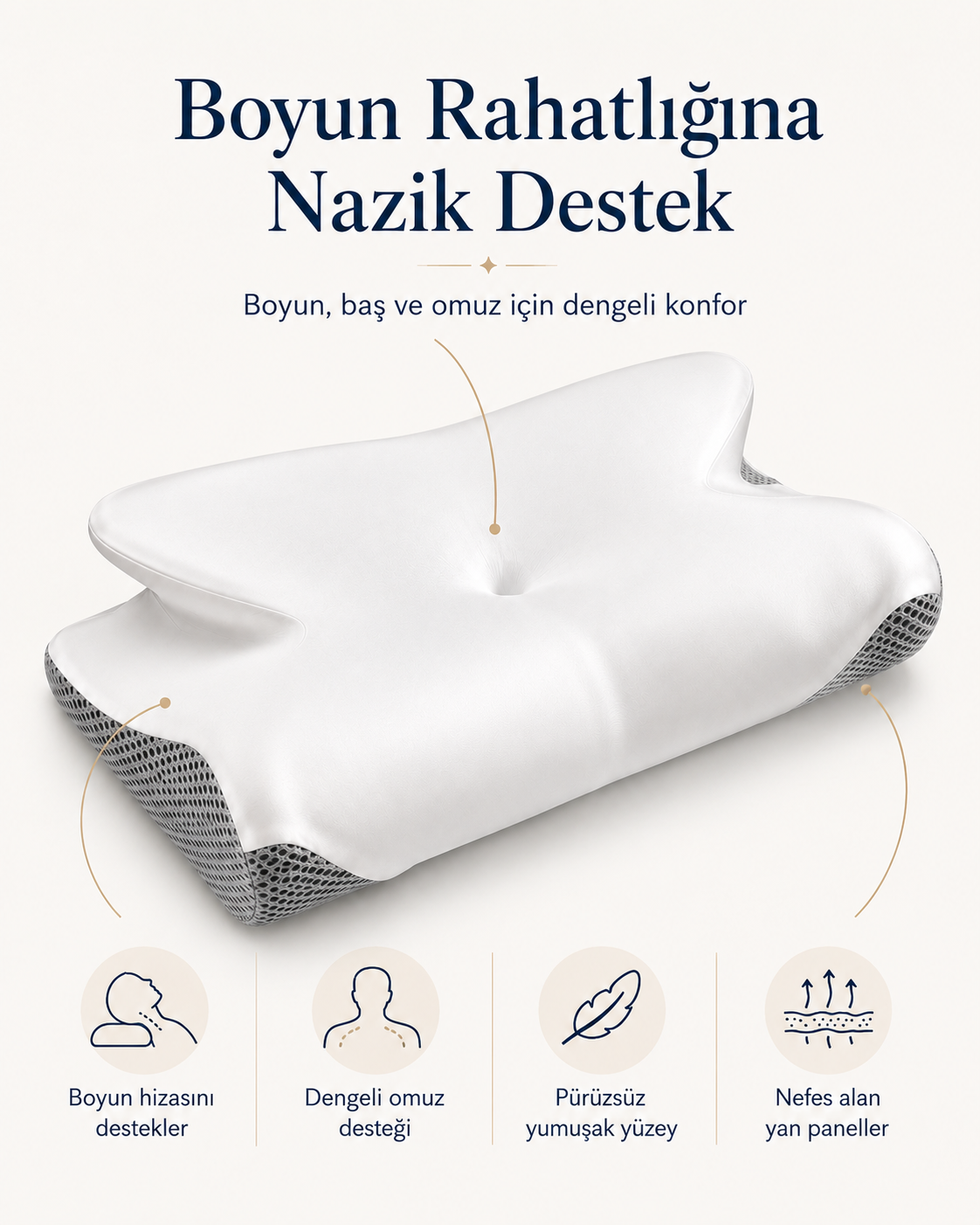 MABEL Kelebek Boyun Destek Yastığı  | Çift Yükseklikli